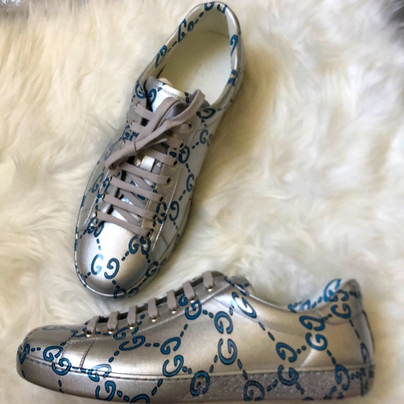 Gucci Other - Gucci Silver and Blue Sneakers